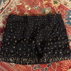 J. Crew Black and Gold Mini Skirt